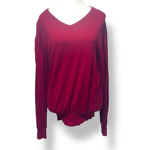 Marquis Signature V-Neck Sweater XL Burgundy Red Cotton Preppy Dark‎ Academia